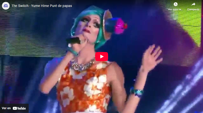 Captura de pantalla del video de Youtube donde Pabli Poulain se presenta como Yume Hime en el programa The Switch de Mega.